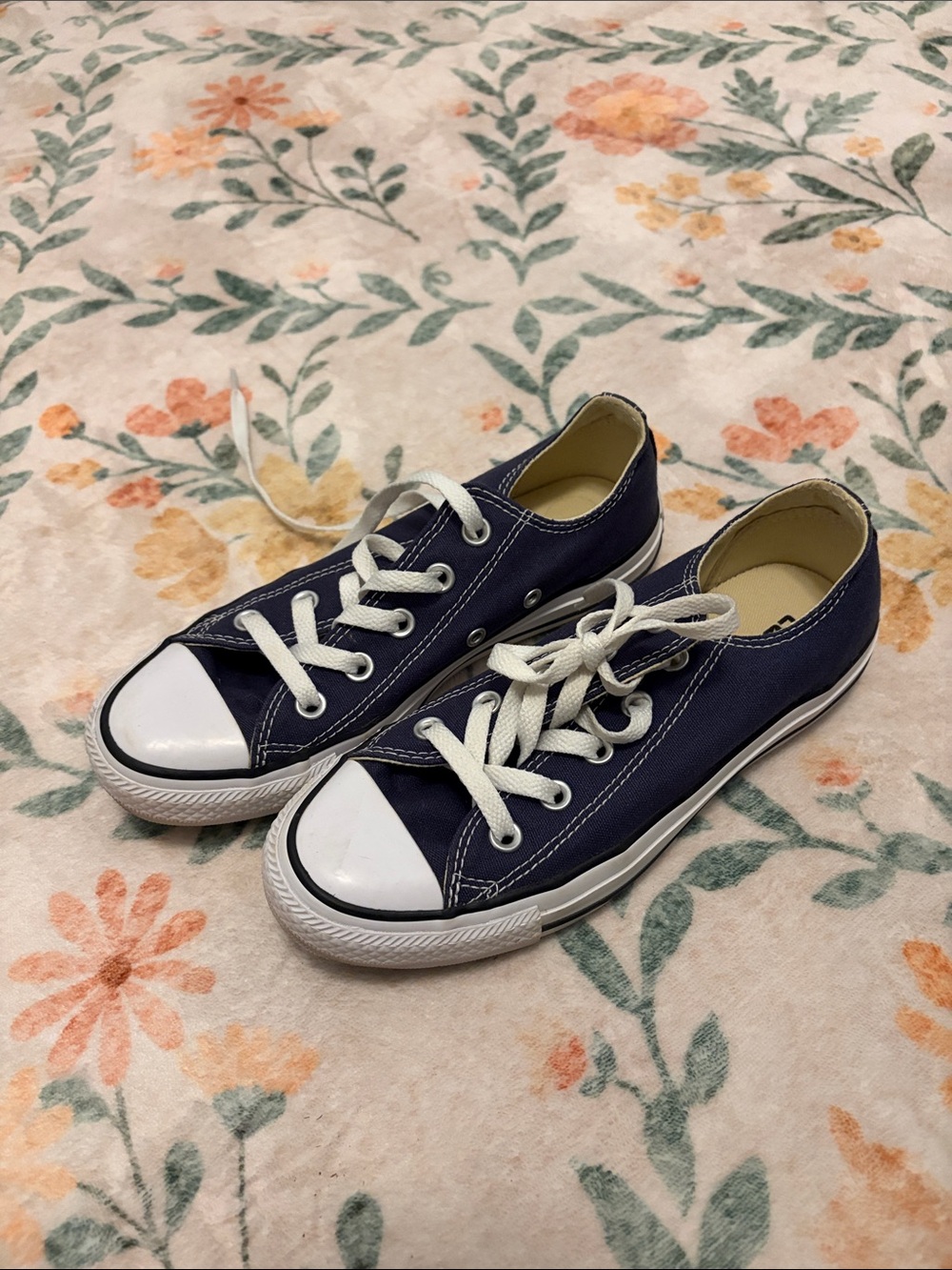 Converse Low-Top Canvas Sneakers in Navy and White